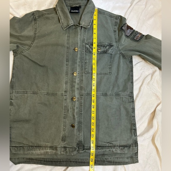 Nanette Lepor | Army Green Utility Jacket | Beaded Star Patch | Cotton| Size L - Picture 12 of 12
